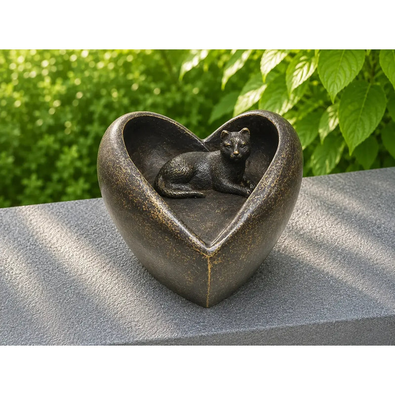Urne Chat- Coeur — FV0659BRW-BI