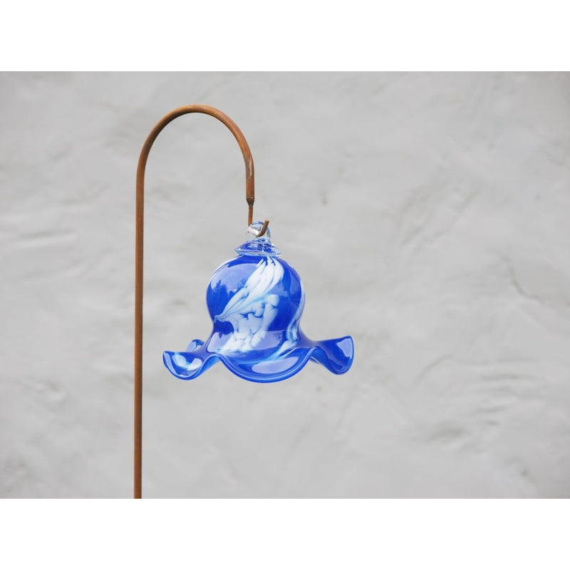 Cloche en verre bleu/blanc 16 cm (Crochet L) (4) — GD30016
