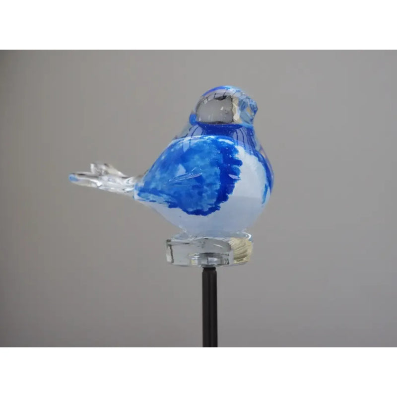 Oiseau sur tige blanc/bleu 9 cm (Tige 50cm) (12) — GD30020