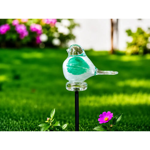 Oiseau sur tige blanc/vert 9 cm (Tige 50cm) (12) — GD30021