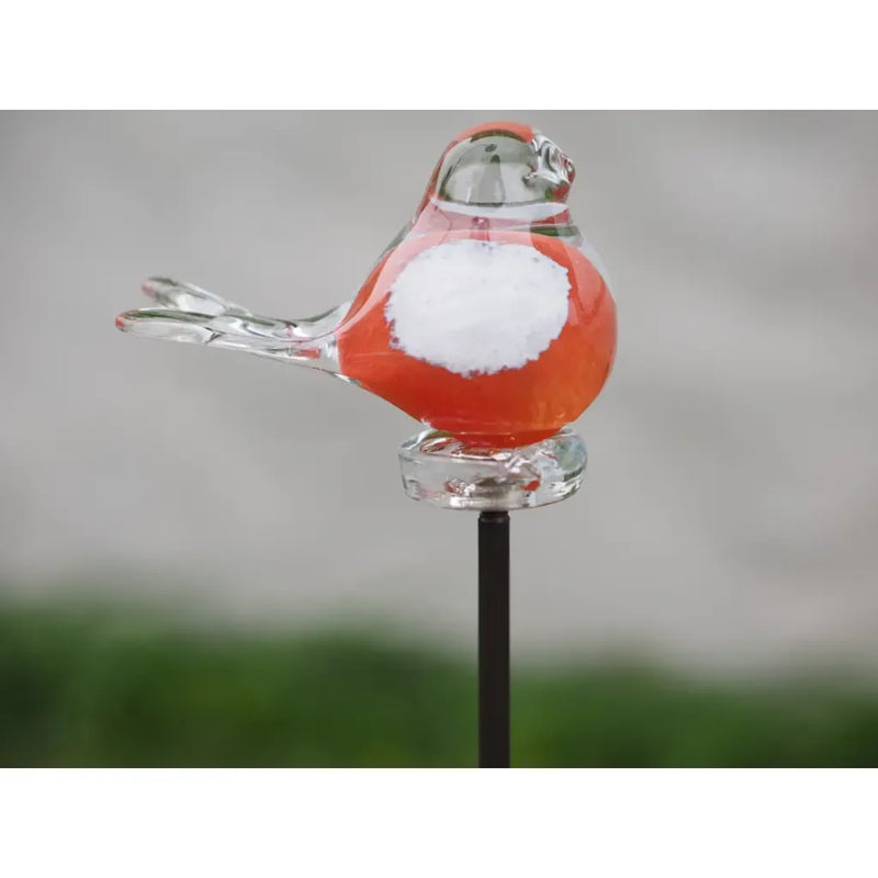 Oiseau sur tige blanc/rouge 9 cm (Tige 50cm) (6) — GD30022