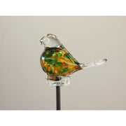 Vogel 9 cm goudgroen Transparant (Tige 50cm) (6) — GD30024