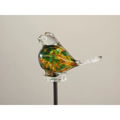 Vogel 9 cm goudgroen Transparant (Tige 50cm) (6) — GD30024