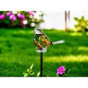 Vogel 9 cm goudgroen Transparant (Tige 50cm) (6) — GD30024
