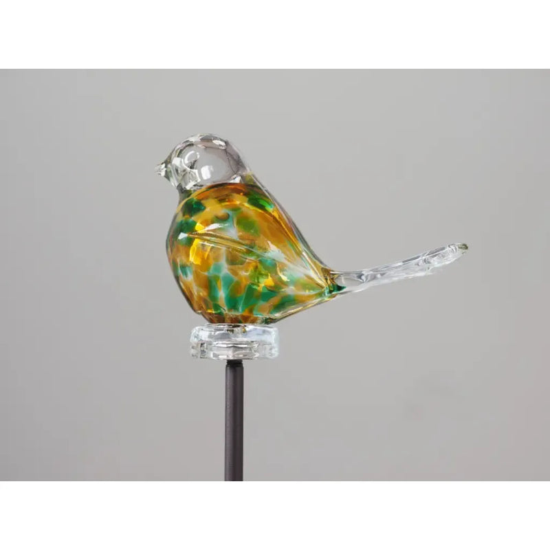 Oiseau 16 cm vert doré Transparent (Tige 75 cm) (6) — GD30025