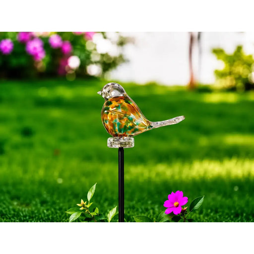Oiseau 16 cm vert doré Transparent (Tige 75 cm) (6) — GD30025