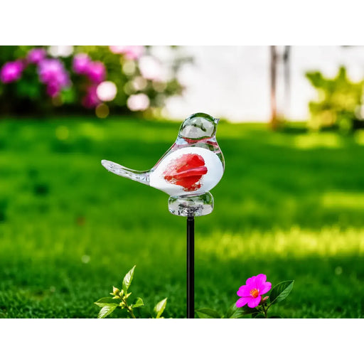 Oiseau 9 cm Rouge Blanc (Tige 50 cm) (6) — GD30026