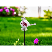 Oiseau 9 cm Blanc, pois rouges (Tige 50 cm) (6) — GD30027