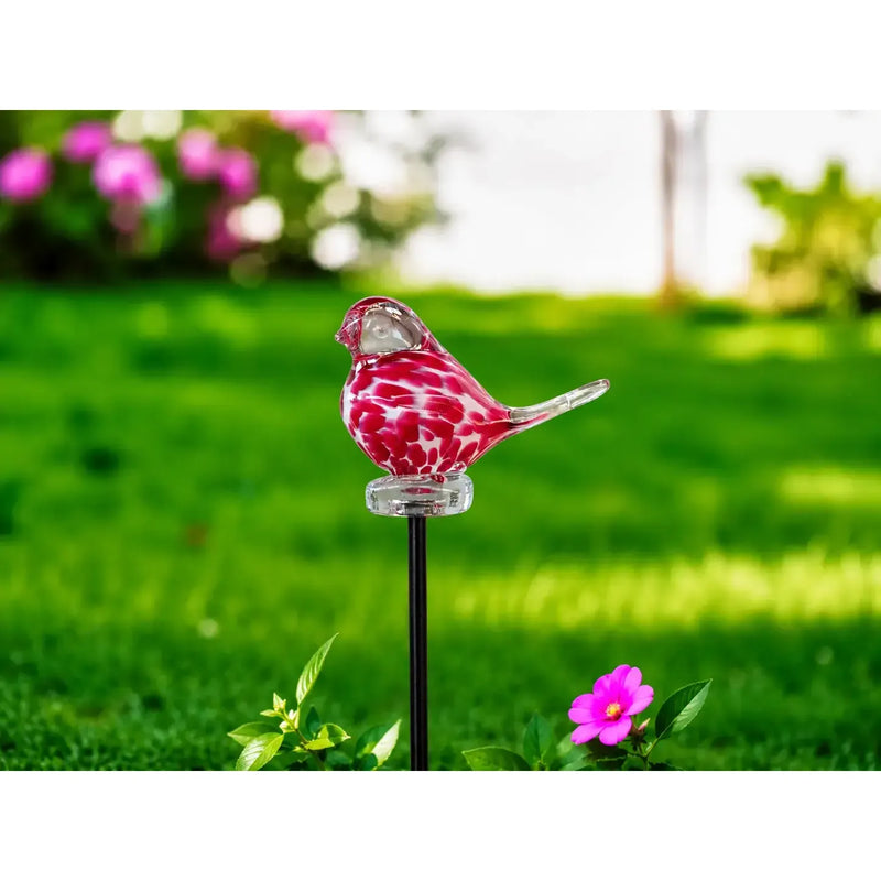 Oiseau sur tige blanc/rouge 9 cm (Tige 50 cm) (6) — GD30029