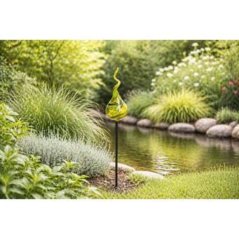 Piquet de jardin flamme vert/jaune (tige 1m M10) (2) — GD30030