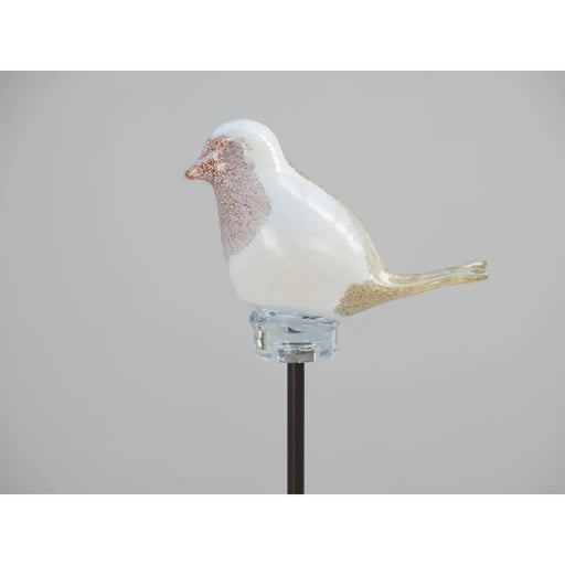 Oiseau sur tige blanc/rouge 17 cm (Tige 75 cm) (6) — GD30209