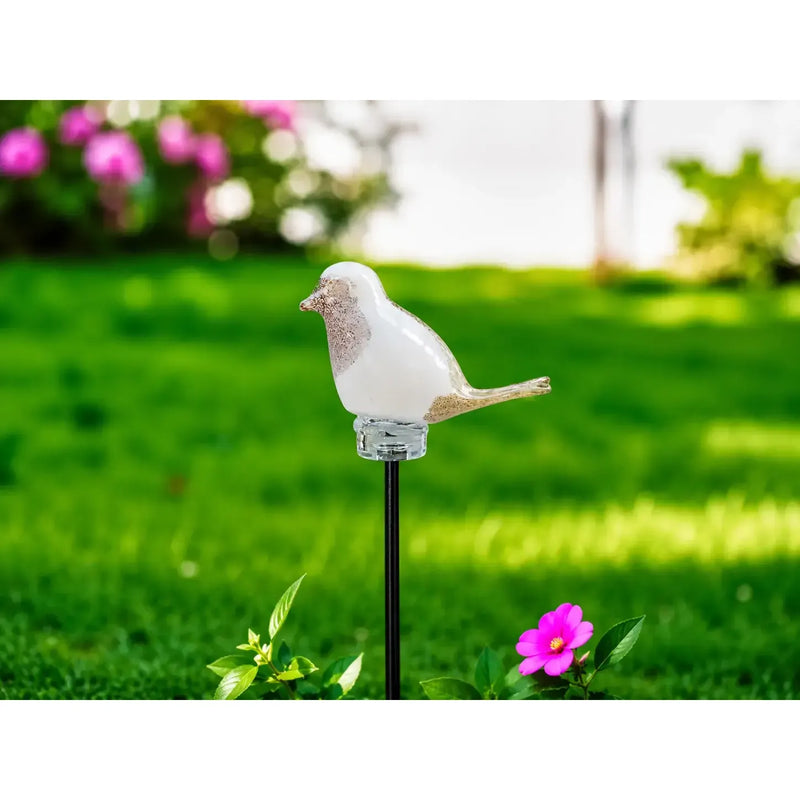 Oiseau sur tige blanc/rouge 17 cm (Tige 75 cm) (6) — GD30209