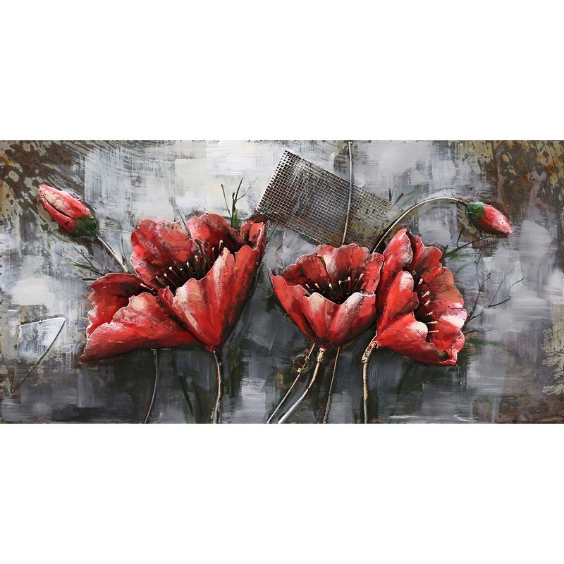 Cadre En Metal 3D Fleurs Rouge — MD000192