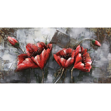 Cadre En Metal 3D Fleurs Rouge — MD000192