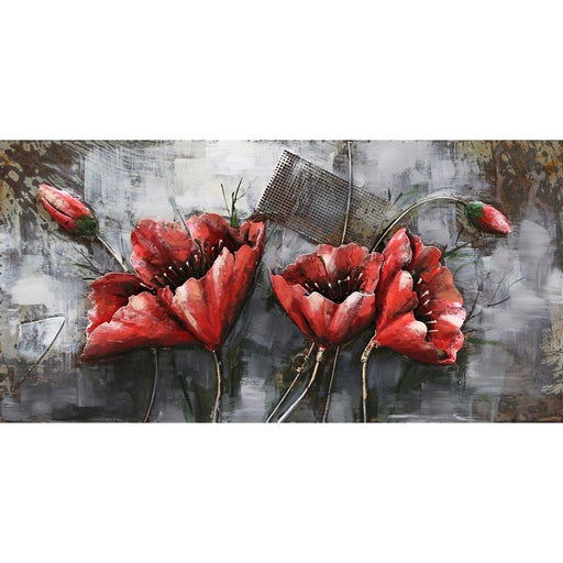 Cadre En Metal 3D Fleurs Rouge — MD000192