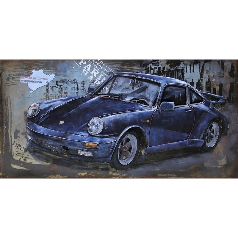 Cadre En Metal 3D Voiture De Sport Bleue — MD000744