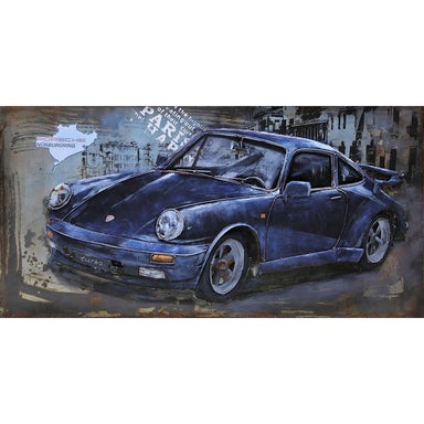 Cadre En Metal 3D Voiture De Sport Bleue — MD000744