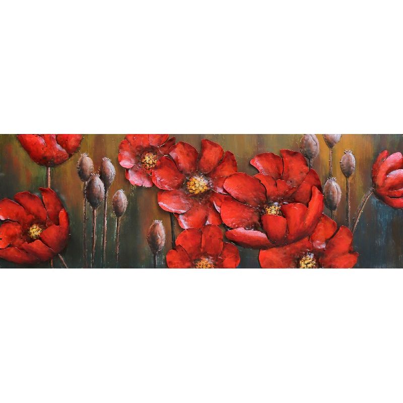 Cadre En Metal 3D Fleurs Rouges — MD000893