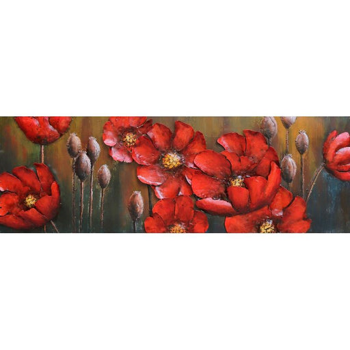 Cadre En Metal 3D Fleurs Rouges — MD000893
