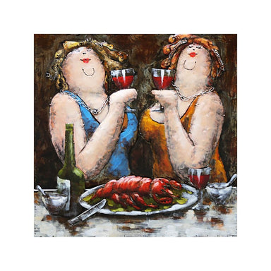 Tableau En Metal 3D dîner avec vin et homard — MD001028