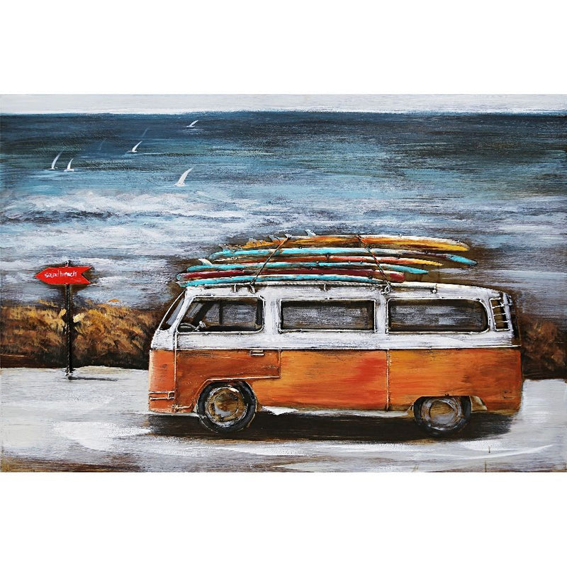 Tableau En Metal 3D Bus Avec Planches De Surf — MD001170