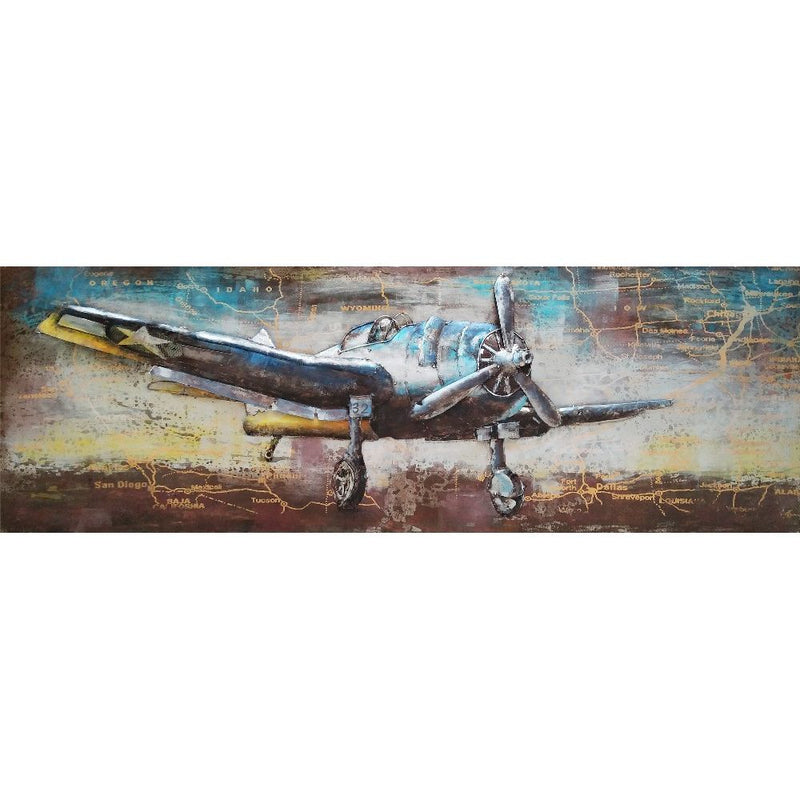 Tableau En Metal 3D Avion — MD001254
