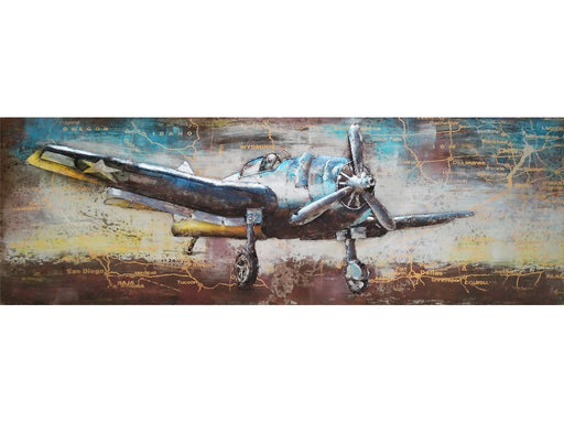 Tableau En Metal 3D Avion — MD001254