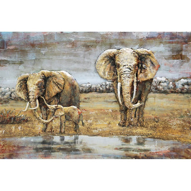 Tableau En Metal 3D Eléphants — MD001432