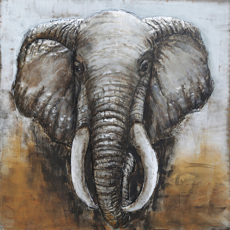 Tableau En Metal 3D Eléphant — MD001803