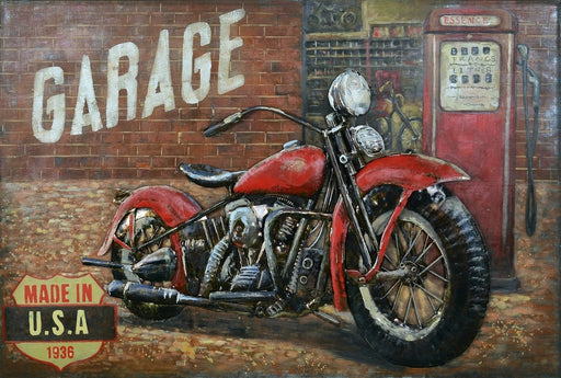 Tableau En Metal Moto Rouge — MD001805