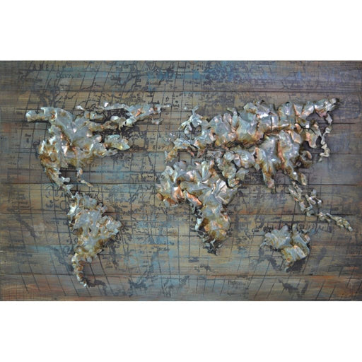 Tableau3D En Metal Carte Du Monde — MD001812