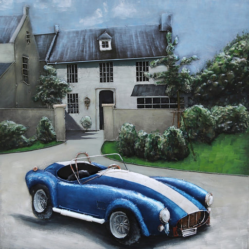 Tableau En Metal 3D Voiture De Sport Bleue — MD001838