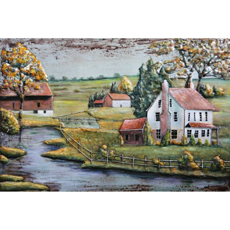 Tableau 3D En Metal Countryfield — MD002206