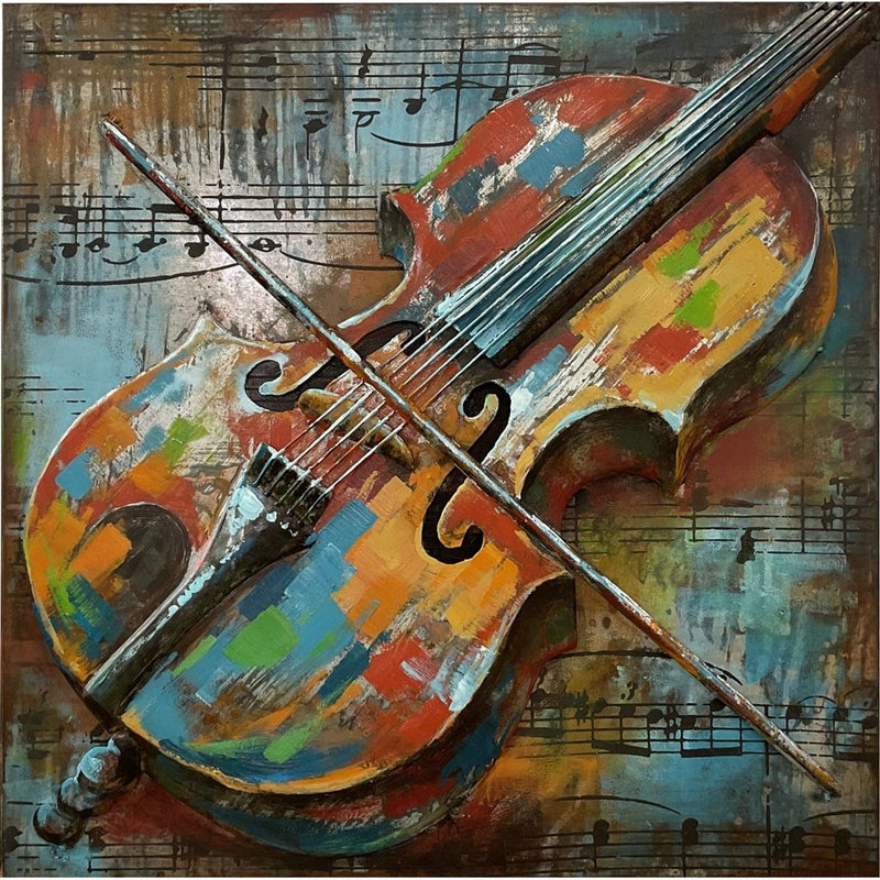 Art Métallique en 3D Violon 60x60 cm — MD002346