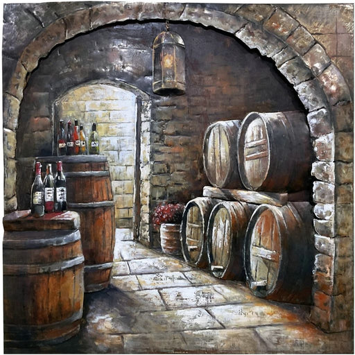 3 D Art Métallique en 3D Cave à Vin 100x100 cm — MD002347