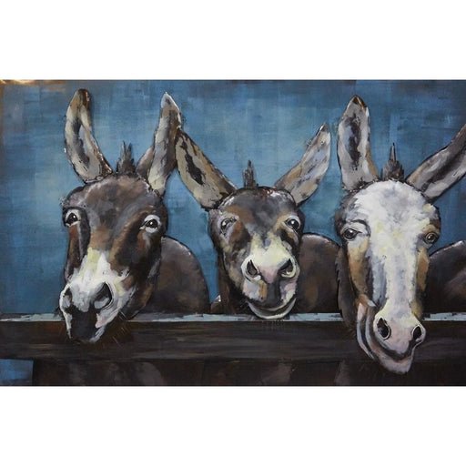 Tableau métal 3 ânes 80x120 — MD002475