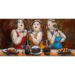 Tableau En Metal Trois grosses dames 40x80 — MD002480