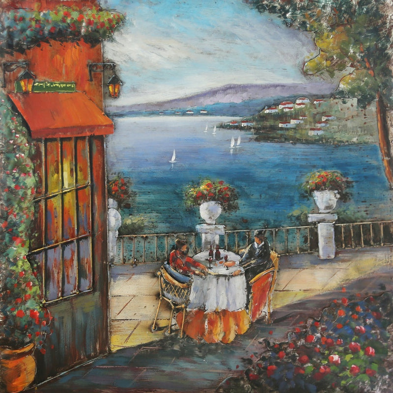 Peinture métallique en 3D Vue sur la mer 100x100 — MD002485