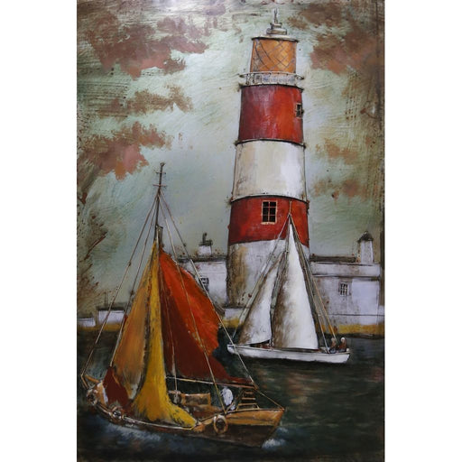Cadre En Metal Phare et voiliers — MD002780