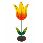 Piquet de jardin fleur jaune avec base en bois (6) — MD16263