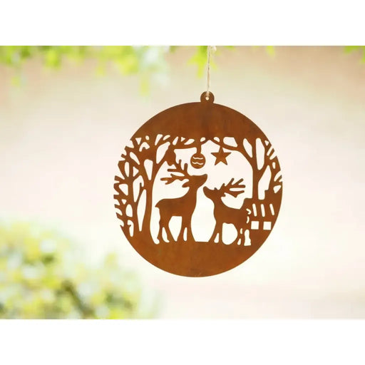 Boule de Noël avec cerfs Éco-rouille (6) — MD70079