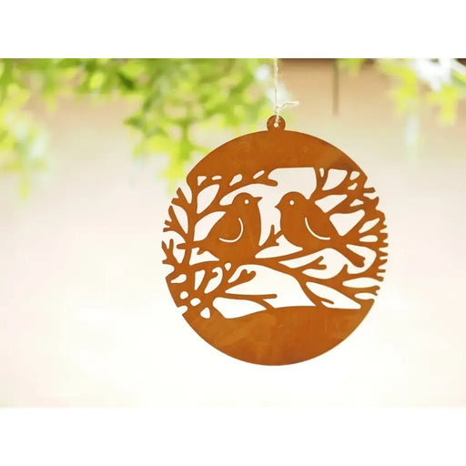 Boule de Noël avec 2 petits oiseaux Éco-rouille (6) — MD70080