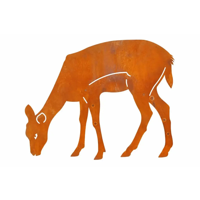 Biche paissant pique de jardin Éco-rouille (2) — MD70090