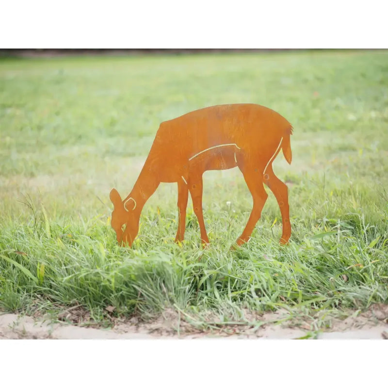 Biche paissant pique de jardin Éco-rouille (2) — MD70090