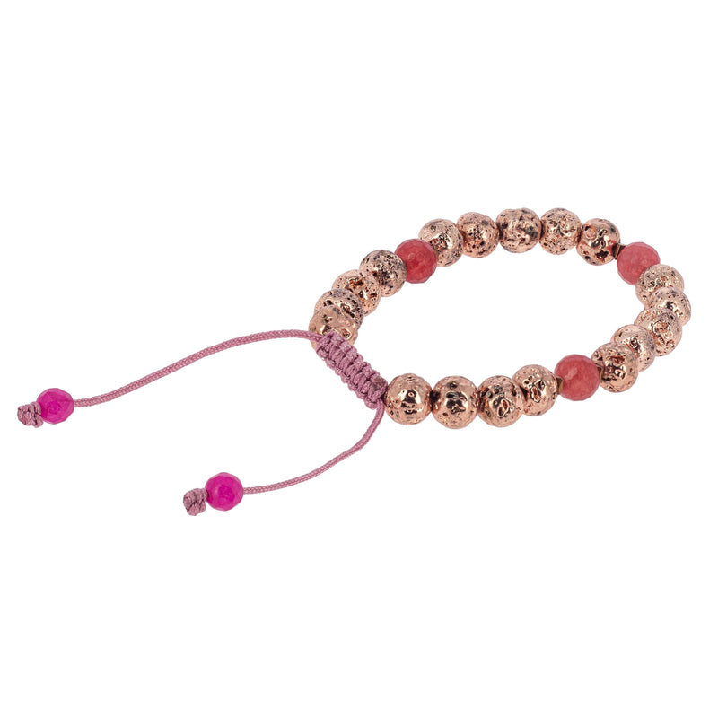 Bracelet-mala Pierre de Lave dorée et rose