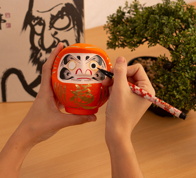 Daruma Traditionnel Orange 12 cm, Amitié