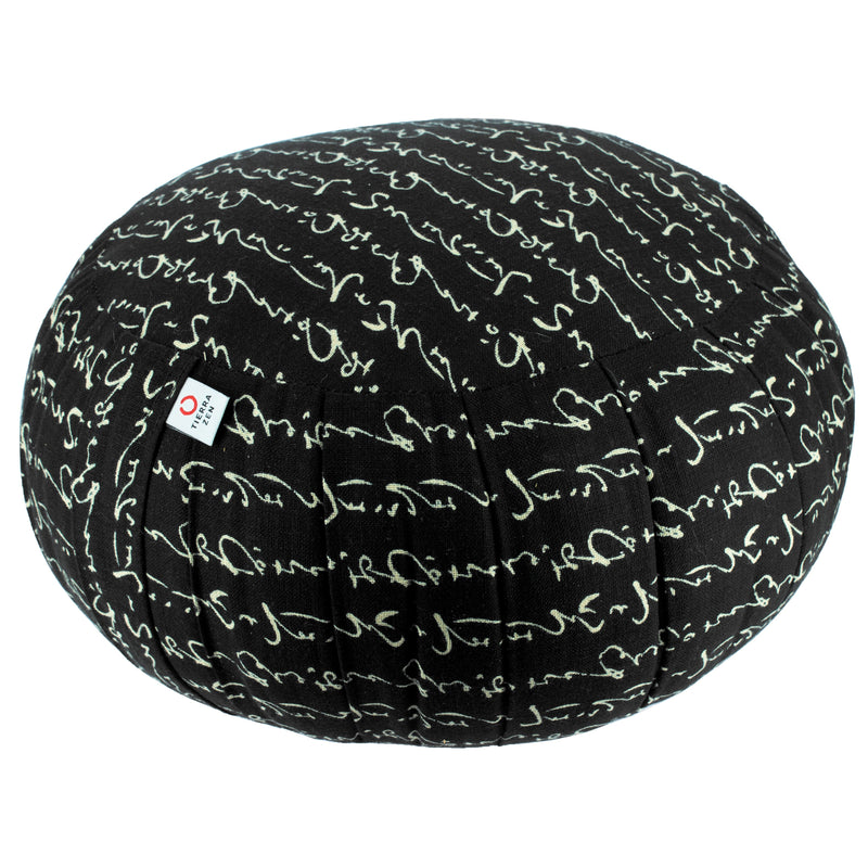 Zafu Rond de Kapok Hiragana Noir