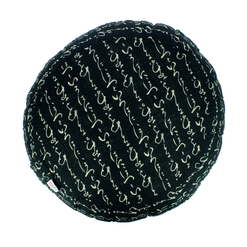 Zafu Rond de Kapok Hiragana Noir