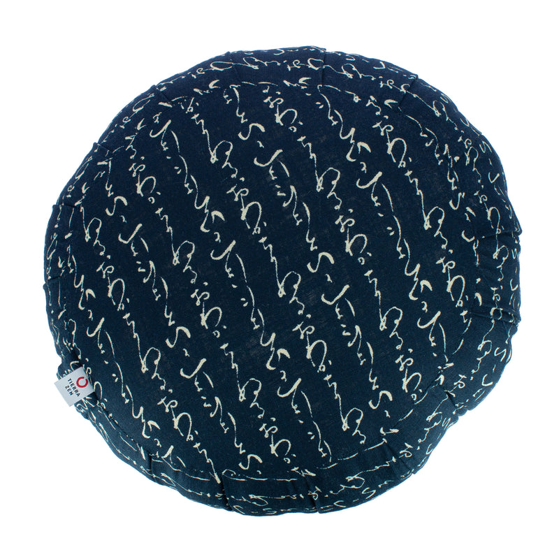 Zafu Rond de Kapok Hiragana Bleu