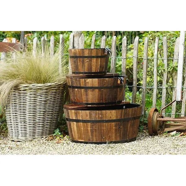 Ubbink Tonneaux en bois - bassin Edinburgh - Fontaine avec Tonneaux en bois - Cascade en kit avec Pompe & Tuyau 8711465870214 1387021